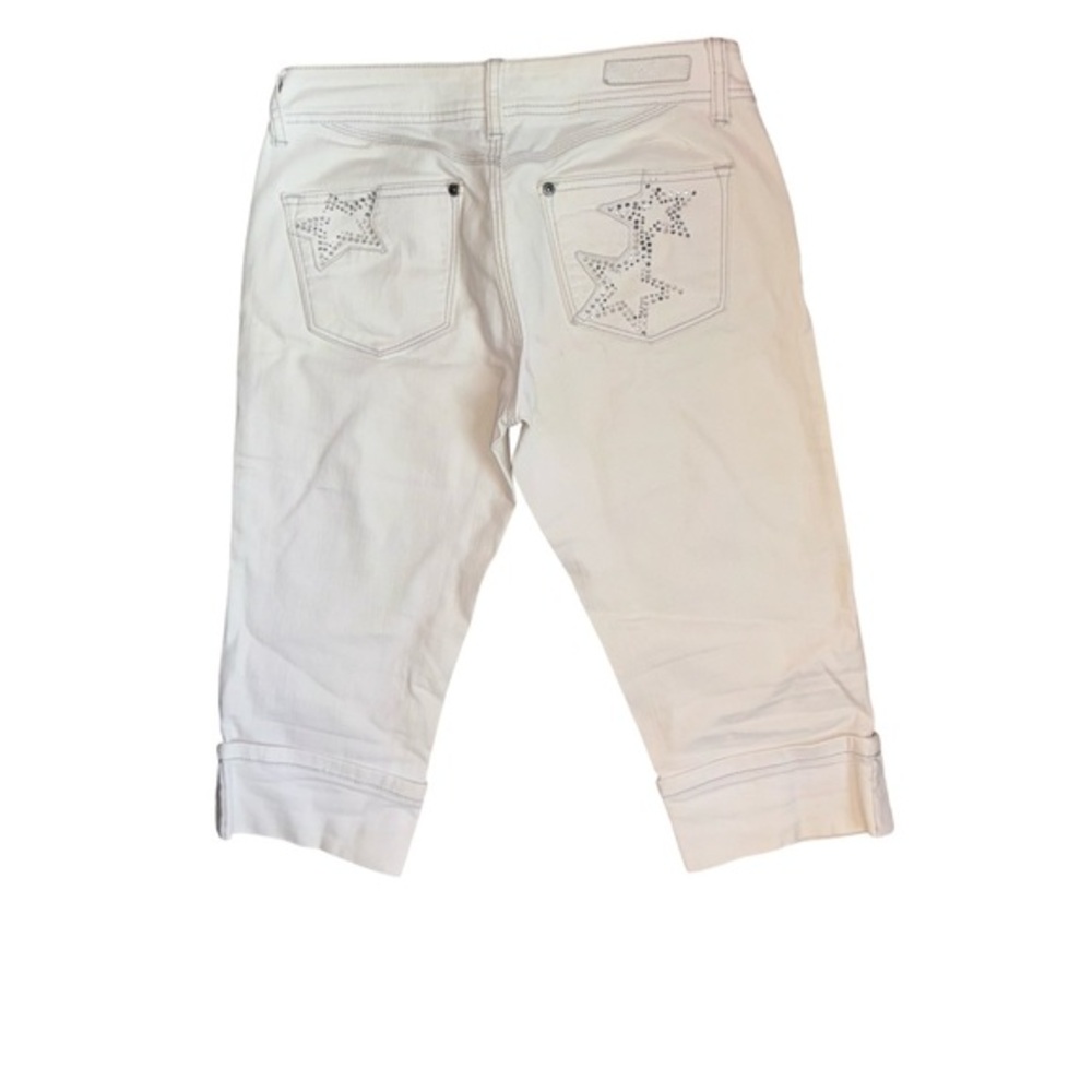 Y2k low rise Amisu large stars rhinestoned on pockets denim capri jeans size 28‎